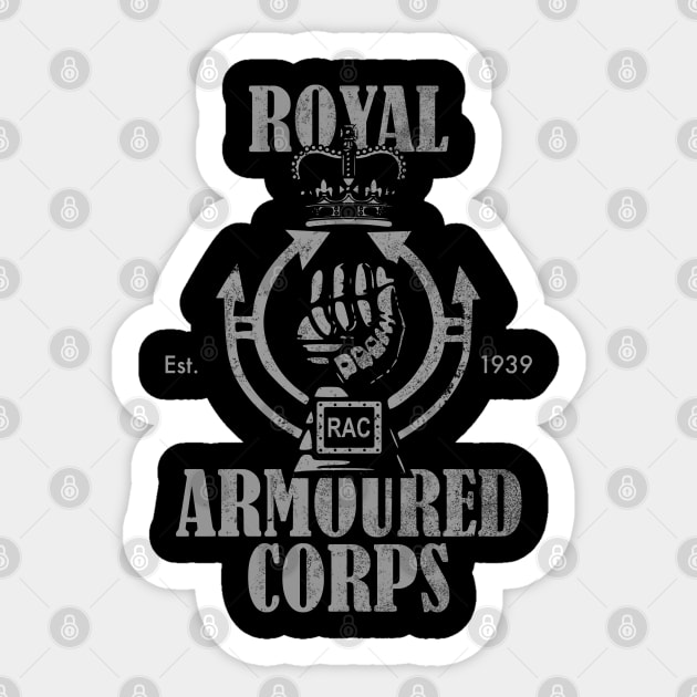 Royal Armoured Corps (distressed) Sticker by TCP